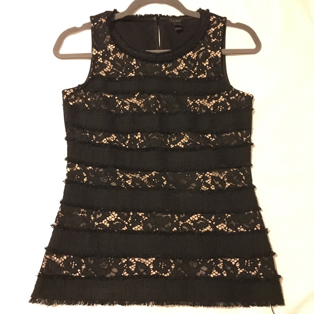 J.Crew Fringe Top in Tweed and Lace